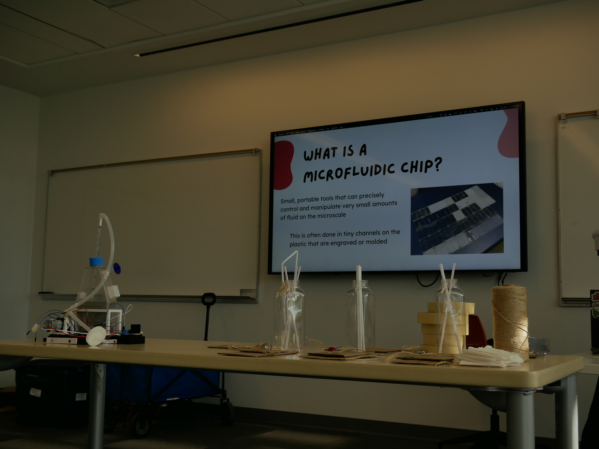The 2025 UBC iGEM Human Practices team leading a microfluidic chips and bioreactor workshop with Geering Up.